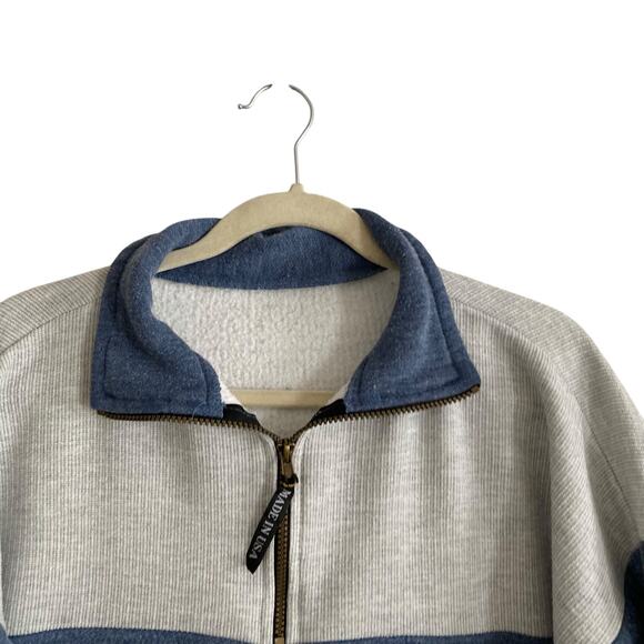 Retro Gray Blue Lake Tahoe California Sporty Preppy Quarter Zip Jacket Sz Large - Picture 5 of 16